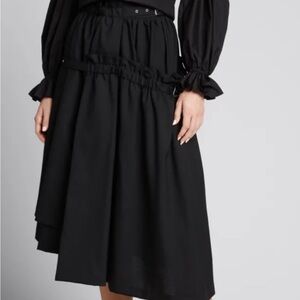 NOIR KEI NINOMIYA Asymmetric Frill Belted Wool Midi Skirt size XS